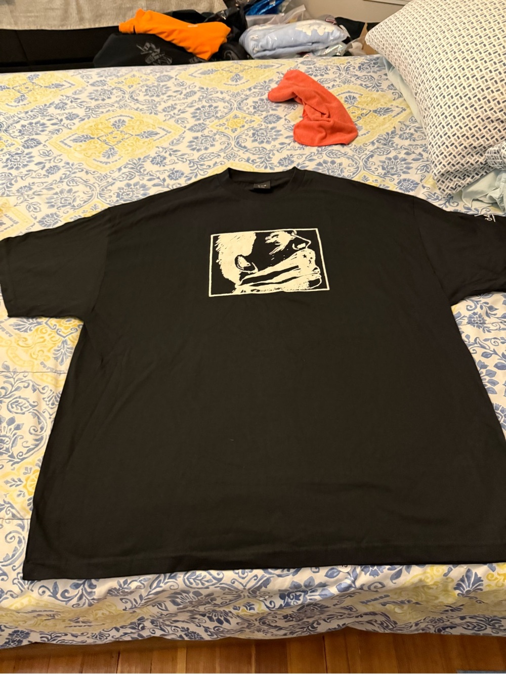 HUF Black Short-Sleeve Tee with White Chest Graphic